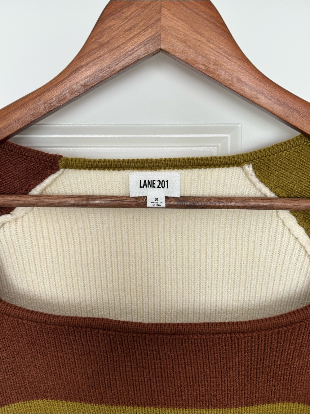 Striped Ribbed Square-Neck Cropped Sweater - Picture 2 of 4